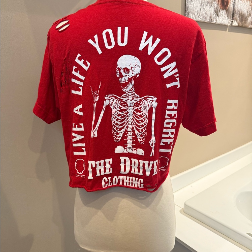 Red Crewneck Tee with Subtle Interior Logo